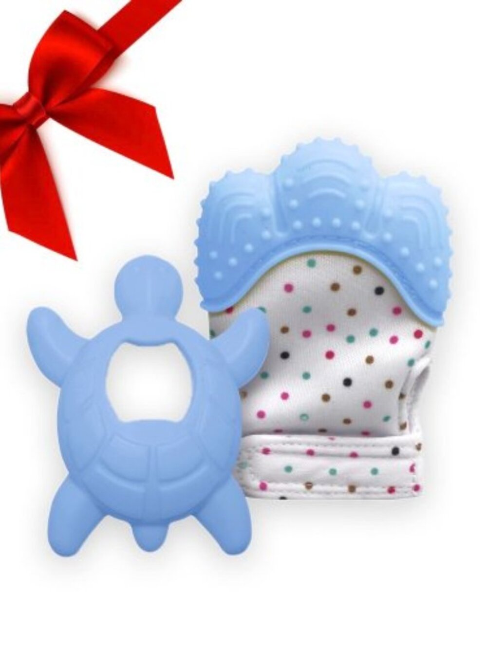 Liname 2 Pack Teething Mitten Baby Chew Toy Silicone Soothing Glove for Infant